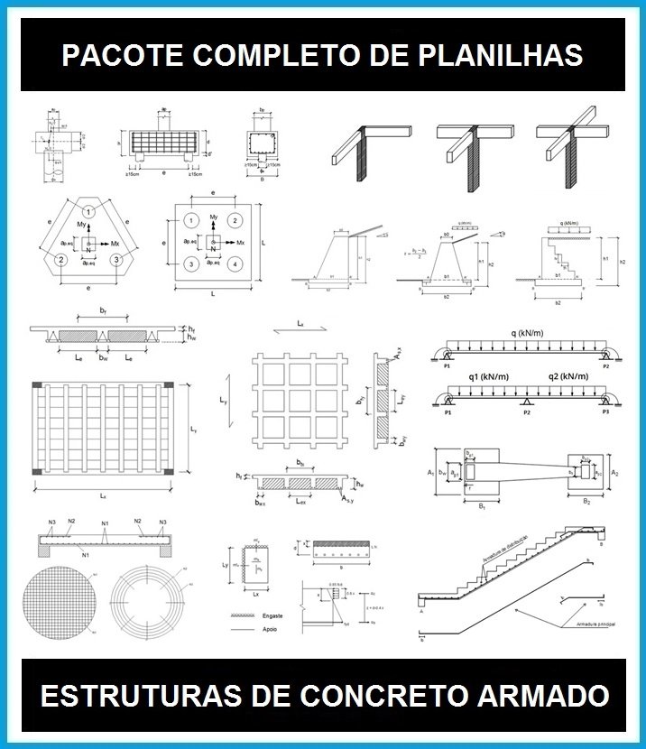 Pacote completo de planilhas de estruturas               R$ 1.105               R$ 497            SAIBA MAIS
