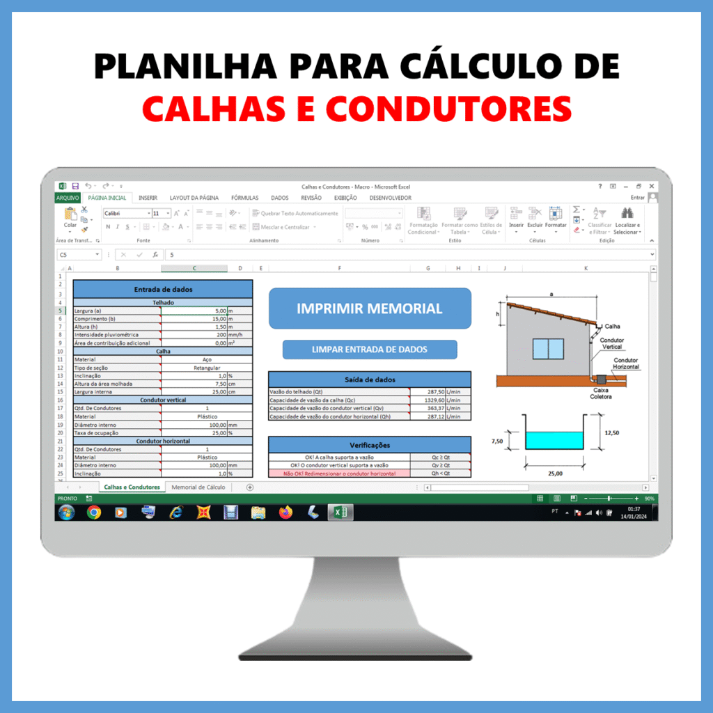 Planilha para cálculo de calhas e condutores            R$ 39,90            SAIBA MAIS