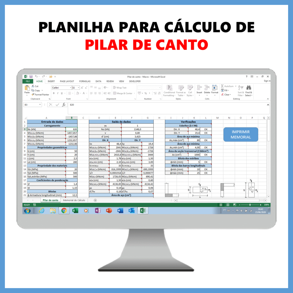 Planilha para cálculo de pilar de canto            R$ 50,00            SAIBA MAIS
