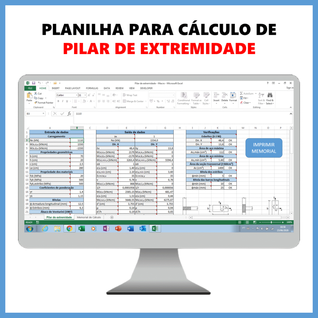 Planilha para cálculo de pilar de extremidade            R$ 50,00            SAIBA MAIS