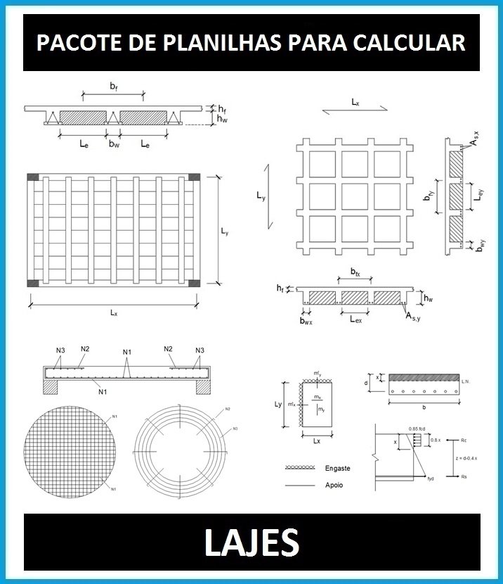 Pacote de planilhas para cálculo de lajes               R$ 200               R$ 120            SAIBA MAIS