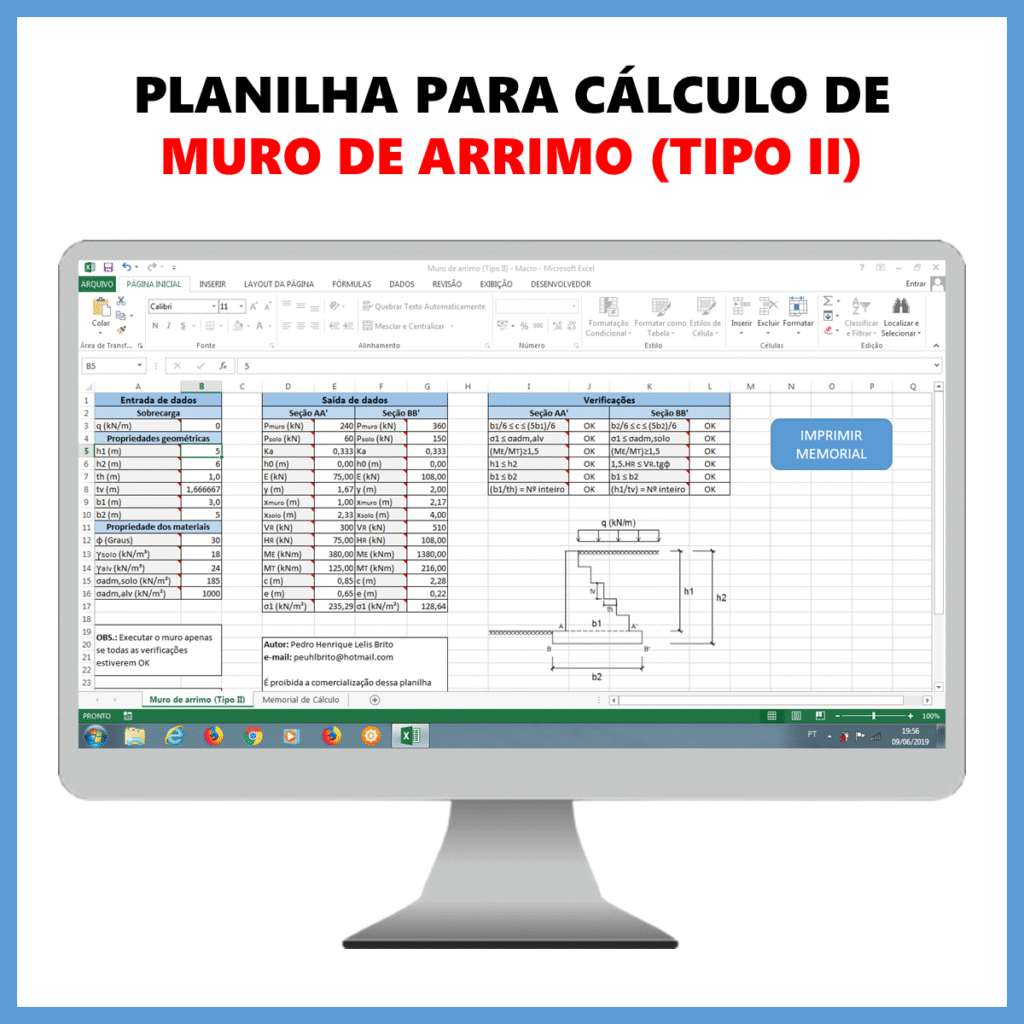 Planilha para cálculo de muro de arrimo (Tipo II)            R$ 40,00            SAIBA MAIS