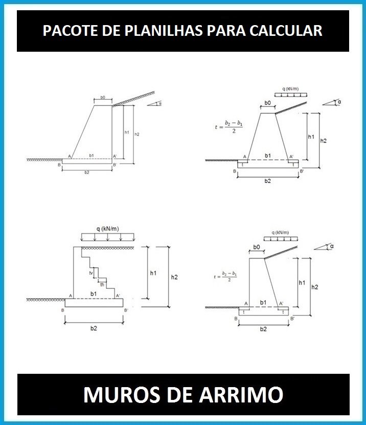 Pacote de planilhas para cálculo de muros               R$ 160               R$ 120            SAIBA MAIS
