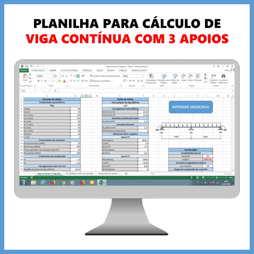 Planilha para cálculo de viga contínua            R$ 50,00            SAIBA MAIS