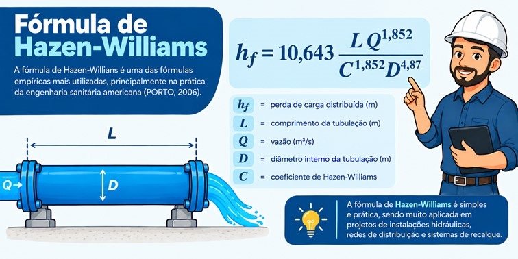 Banner sobre a fórmula de Hazen-Williams